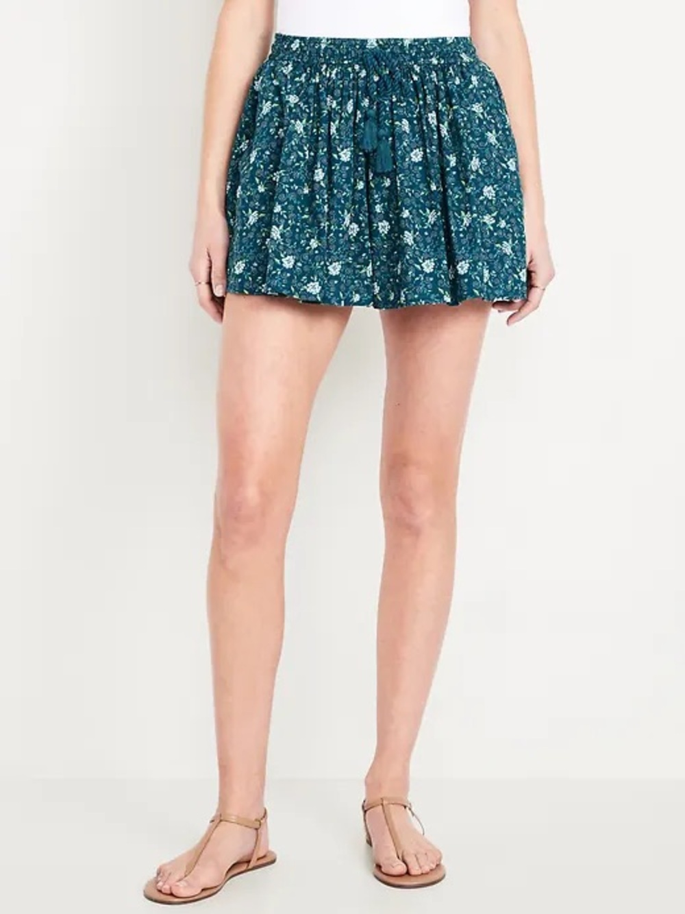 NWT Old Navy Floral Flounce Lined Shorts in Teal & Navy Large